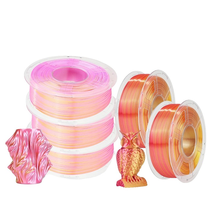 Filament 3D, 1.75mm, 330m, PLA Plus, rosu, set de 3 bucati