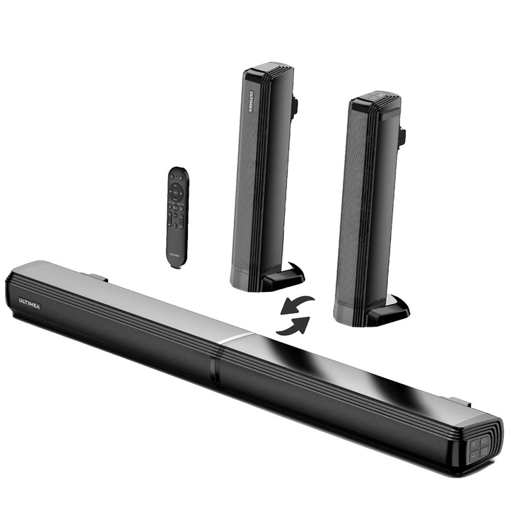 Soundbar Apollo S40, design detasabil, conectivitate multipla, 100W, negru