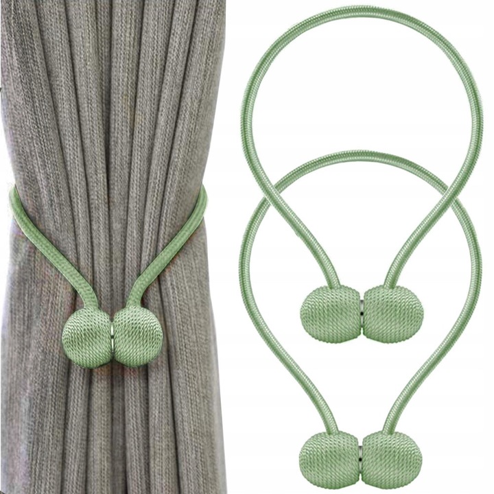 Clipsuri decorative magnetice pentru perdele pentru acasa si living fixare rapida si eleganta set 2 bucati verde