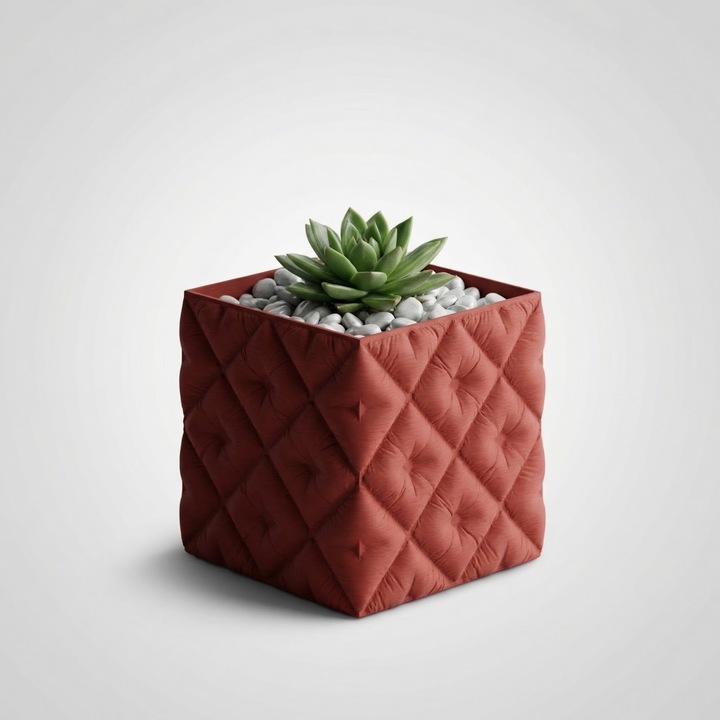 Ghiveci Decorativ Matlasat, Rosu, Plastic PLA, 13 cm