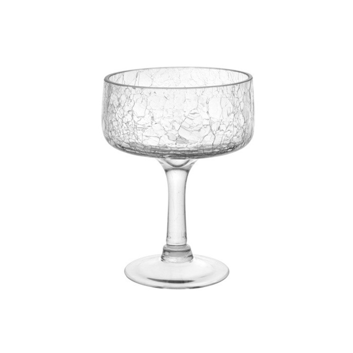 Cupa/bol din sticla texturata cu picior Cracked 900ml, 14, 5xh20cm