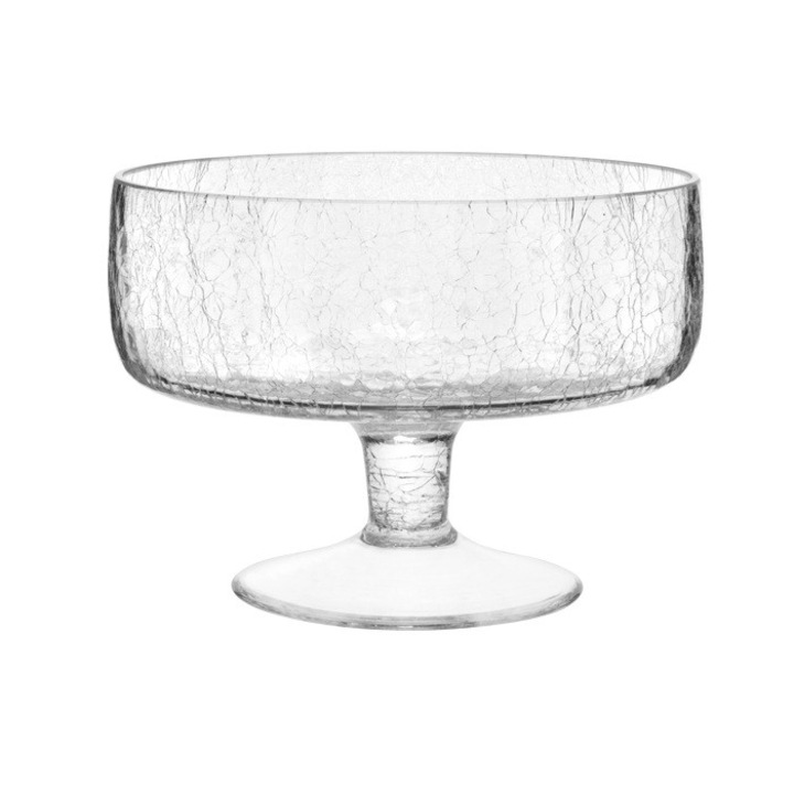 Bol din sticla texturata cu picior Cracked 24xh16cm