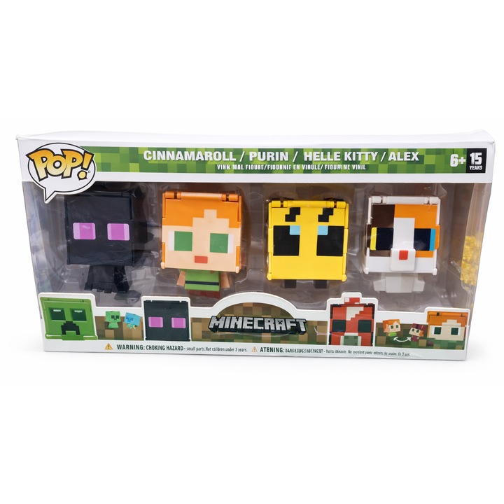 Комплект от 4 фигурки Minecraft 2в1, трансформируеми, многоцветни, 7-10см