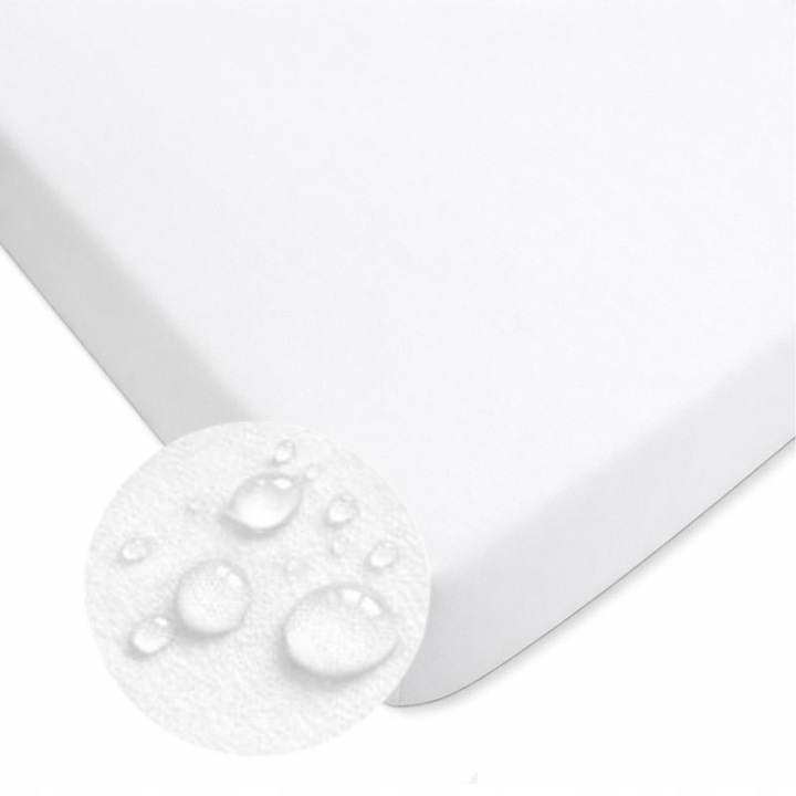 Cearceaf pentru patut 120x60 cm, Dartomik, impermeabil, alb, cu elastic