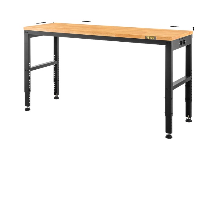 Banc de lucru, 48x24in, lemn de stejar, ajustabil pe inaltime, fara roti
