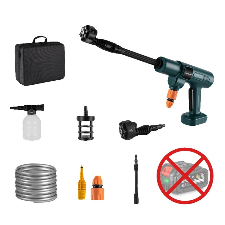 Pistol de spalat cu presiune, 6-in-1, fara baterie, 200 BAR, 4.1 L/min, 10m