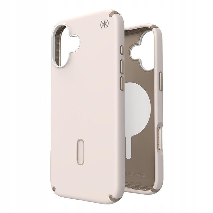 Etui Speck Presidio2 Pro ClickLock pentru iPhone 16 Plus, Bleached Bone / Heirloom Gold / Hazel Brown, tehnologie Armor Cloud, protectie antibacteriana MICROBAN
