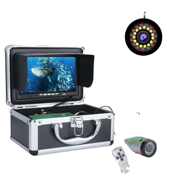 Camera video sport subacvatica, 1080P, 30m cu DVR, 7 inch, impermeabila IP68