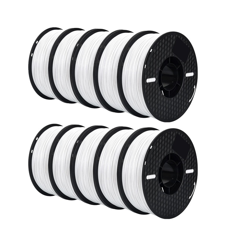 Filament 3D, 10 kg, 1,75 mm, ABS, Fehér, 10 tekercses készlet