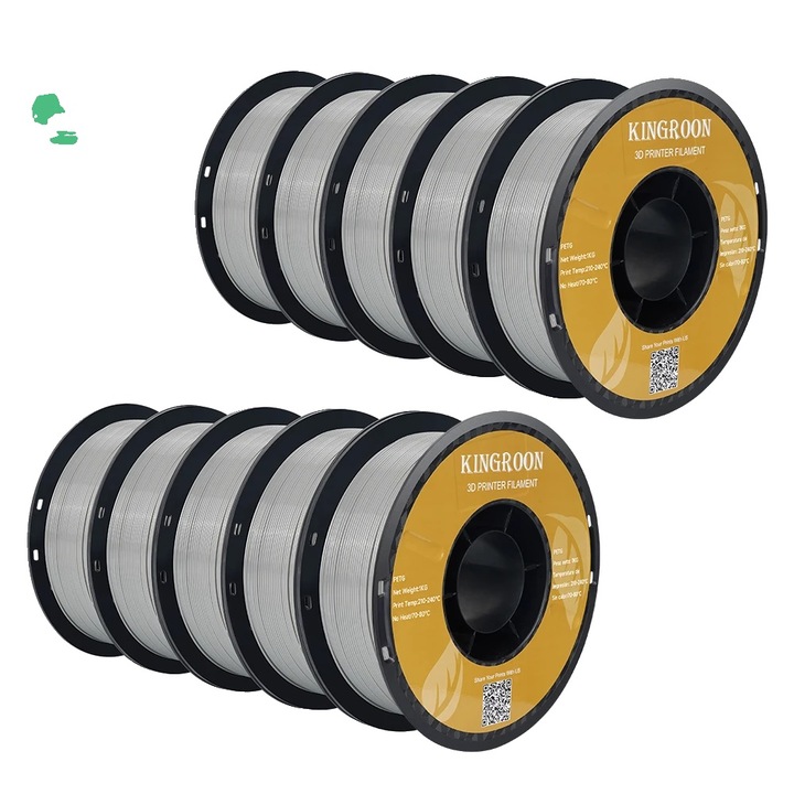 Filament 3D PETG 10KG, 1.75mm, gri, set 10 role