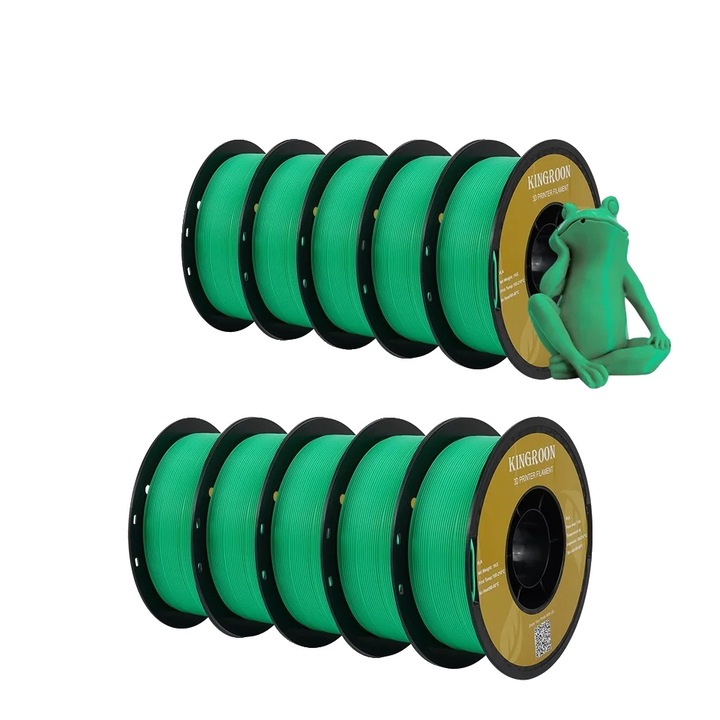 Filament 3D PLA 10KG, 1.75mm, verde, set 10 role