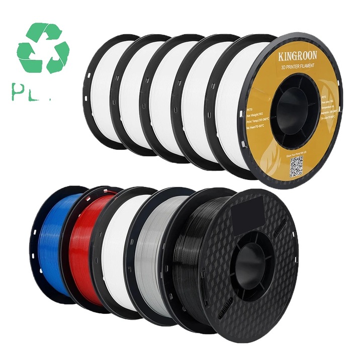 Filament 3D, 10KG, 1.75mm, PETG, fehér, 10 tekercses készlet