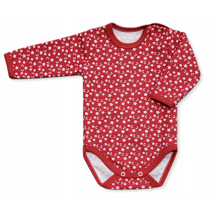 Body pentru fete, Dartomik, bumbac, imprimeu floral, rosu/alb
