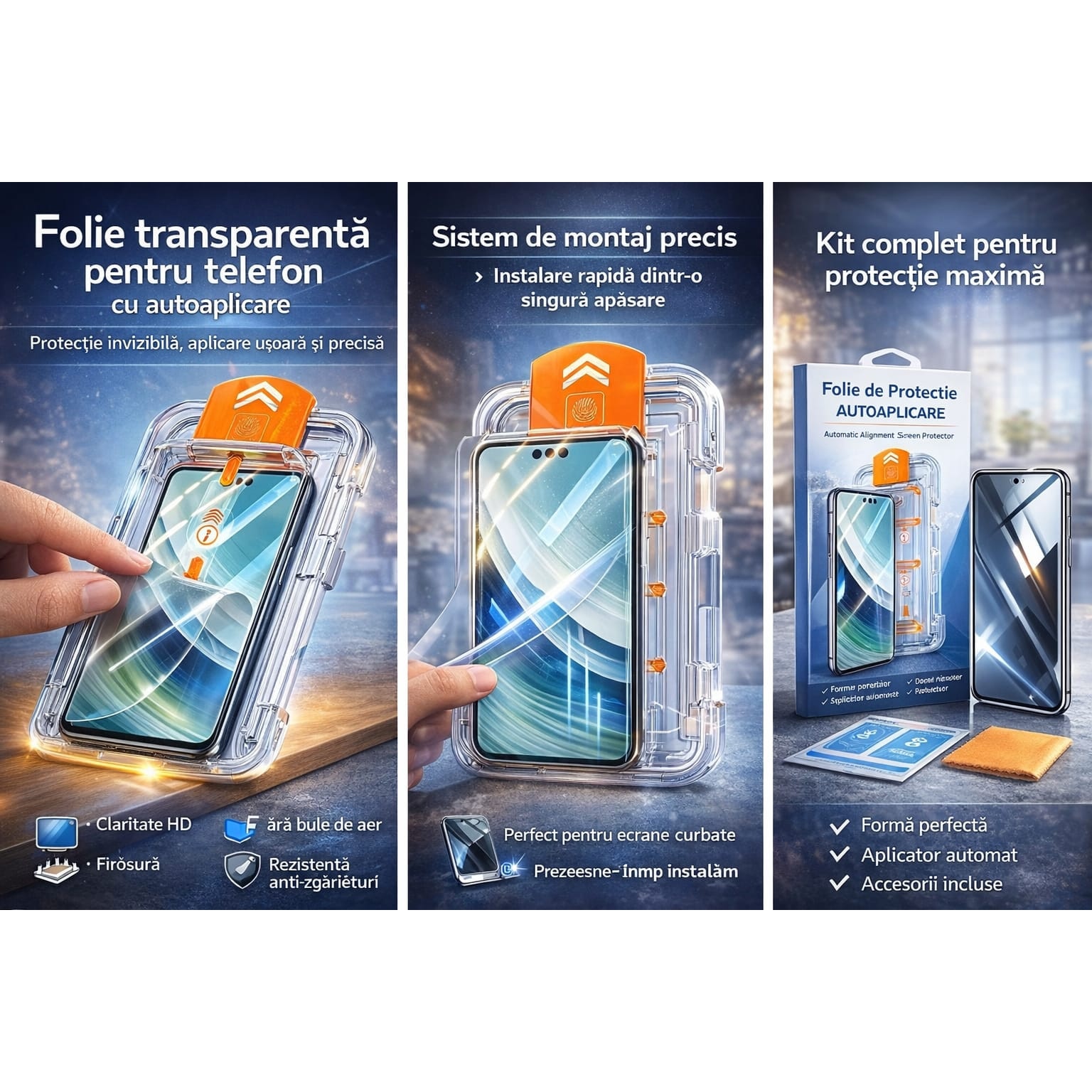 Folie transparenta cu autoaplicare compatibila cu Samsung Galaxy S20 FE, sticla securizata