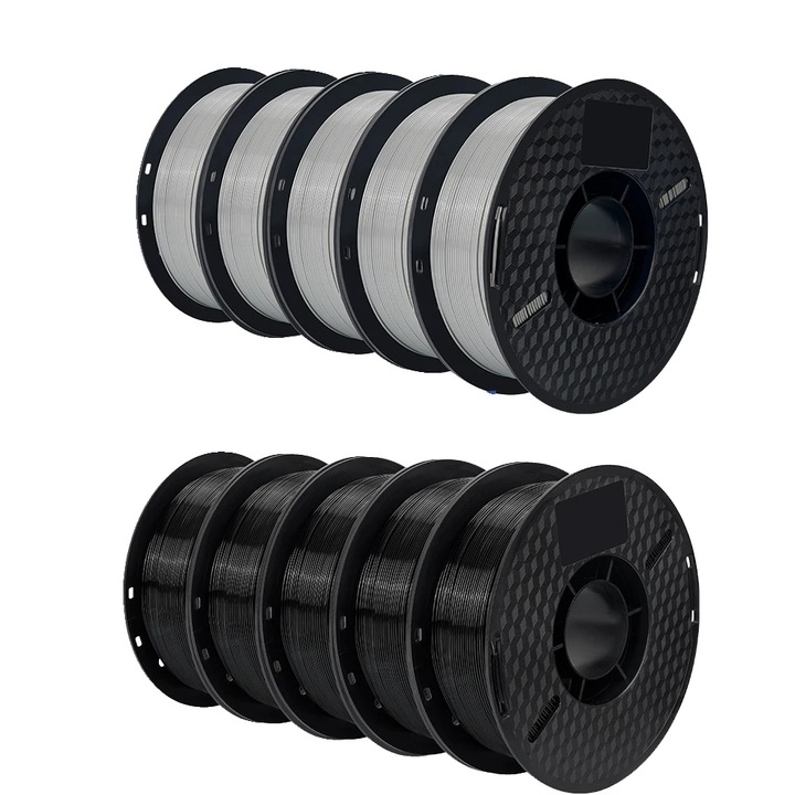 Filament 3D PLA, 1.75mm, 10KG, negru si gri