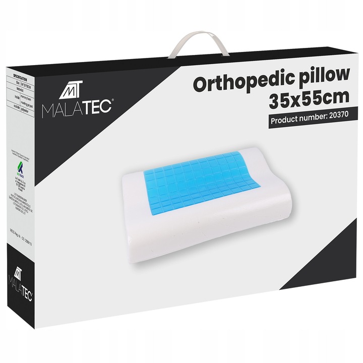 Perna ortopedica cu insertie gel MALATEC, 55x35x11cm, alb, set cu husa