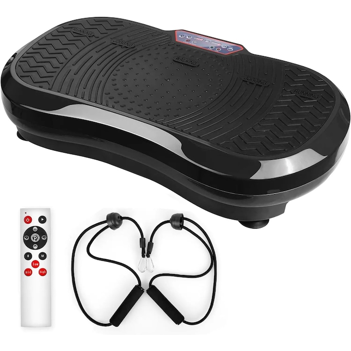 Placa de vibratii, Platforma de vibratii, Antrenament pentru tot corpul, Ultra silentioasa, 68x38x14 cm, Fitness acasa, Negru