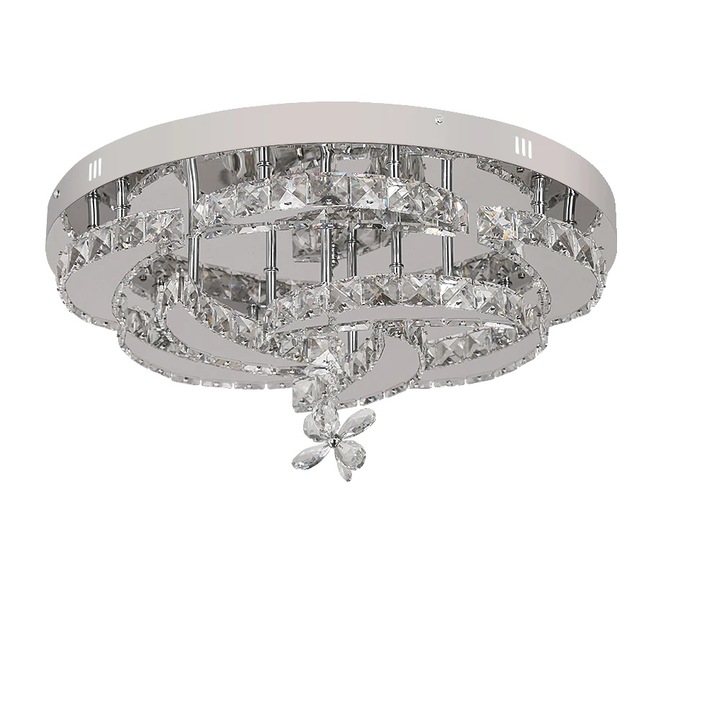 Полилей, модерен дизайн, димируемо LED осветление, 8030, инокс и кристал, 10х30м