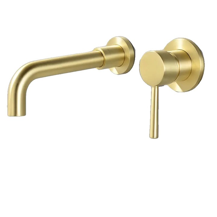 Fali mosogató csaptelep, 360 fokban forgatható, szálcsiszolt arany, 21