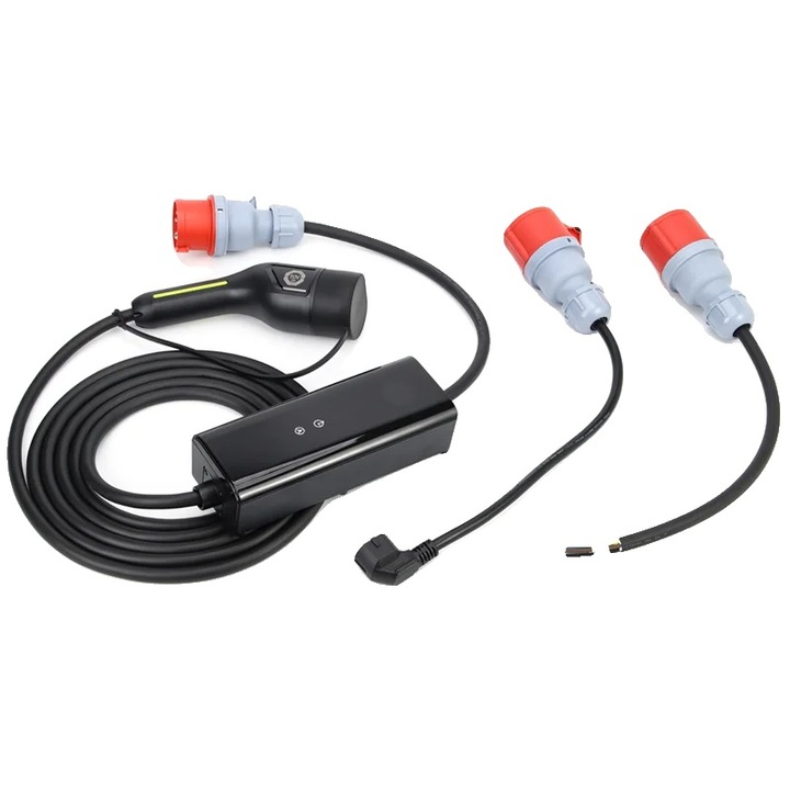 Incarcator portabil pentru vehicule electrice, 10 metri cu adaptoare, design durabil, curent ajustabil