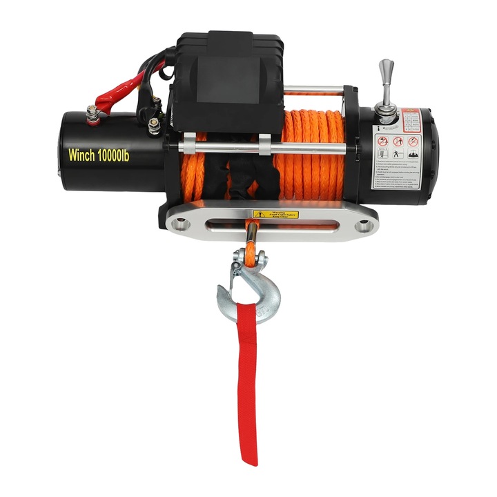 Winch electric, 10000 lbs, compatibil cu vehicule off-road, rosu, 60x34.5x26 cm