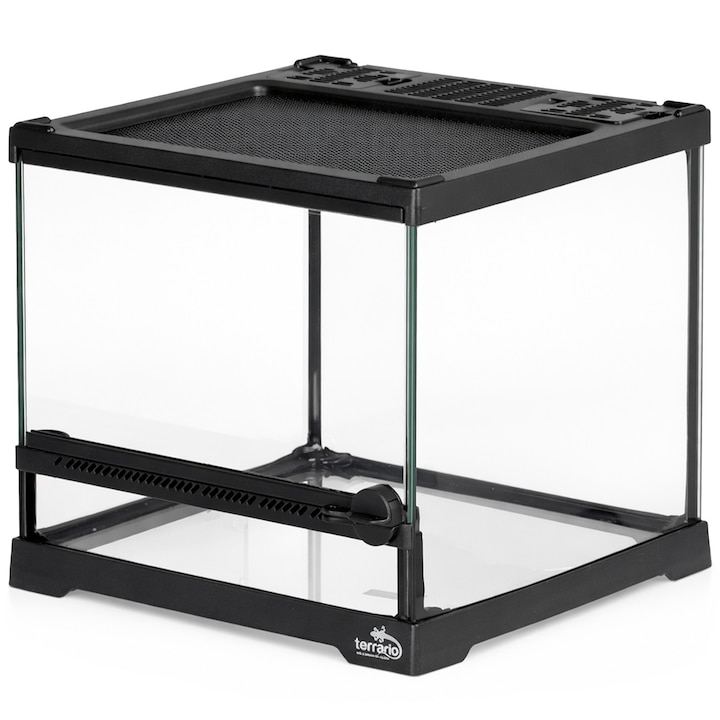 Terrariu TerraVista Luma, 20x20x20cm, design elegant, impermeabil, set plante si animale