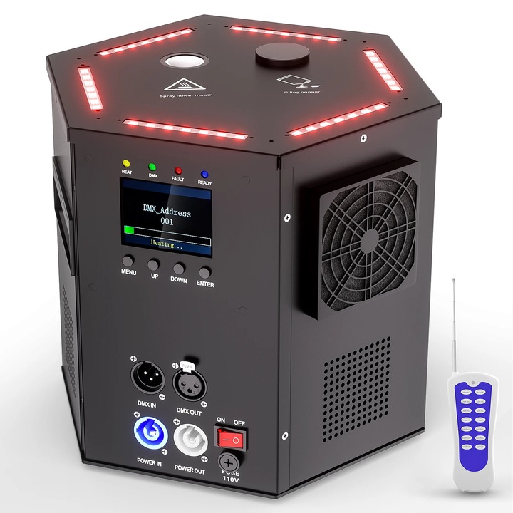 Színpadi füstgép, ZQ16051, 1200W, DMX512, 90-240V, EU csatlakozó, Önálló