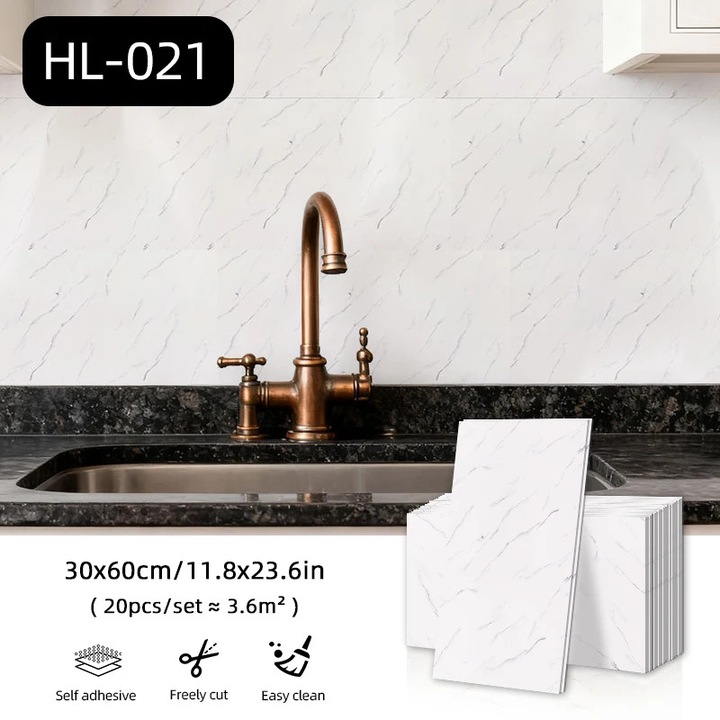 Set placi Decorative Autoadezive, Alb, 20 bucati