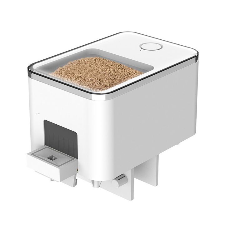 Omelivon akvárium etető, automata Bluetooth, programozható adagolás, újratölthető akkumulátor, fehér