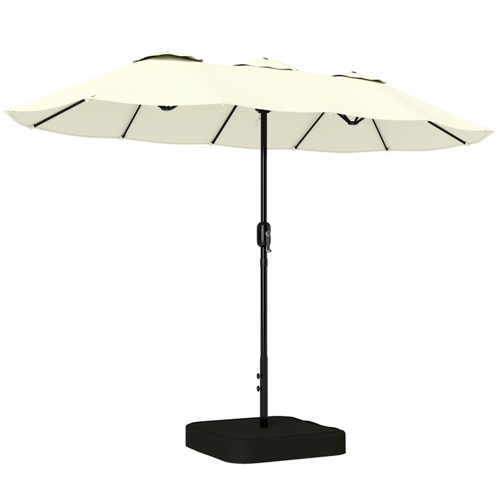 Umbrela cu Doua Fete, Outsunny, Metal, Poliester,295 x 148 x 217 cm, Bej