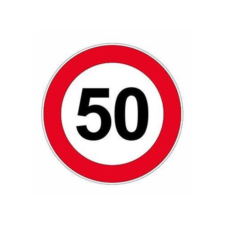 Placa autocolanta semnalizare viteza 125x125mm, rezistenta la soare si ploaie