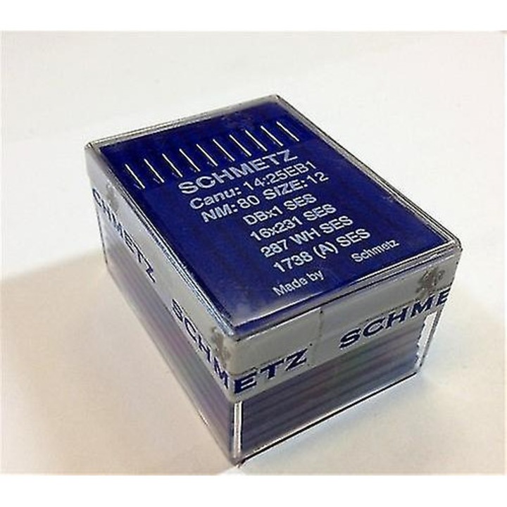Set de 100 ace de cusut industriale Schmetz, tip Ball Point 16x231, dimensiuni variate, 80/12