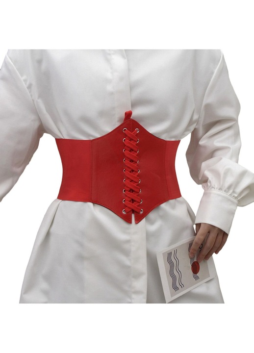 Corset, Rosu, Piele ecologica, One Size INTL