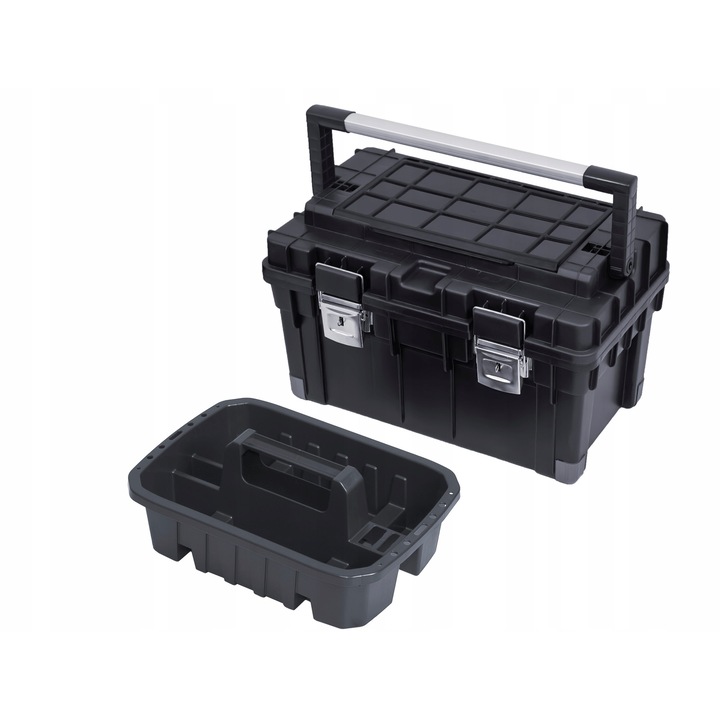 Skrzynka narzedziowa Patrol, rezistenta la apa si praf, 58,5x33,5x35,5cm, neagra