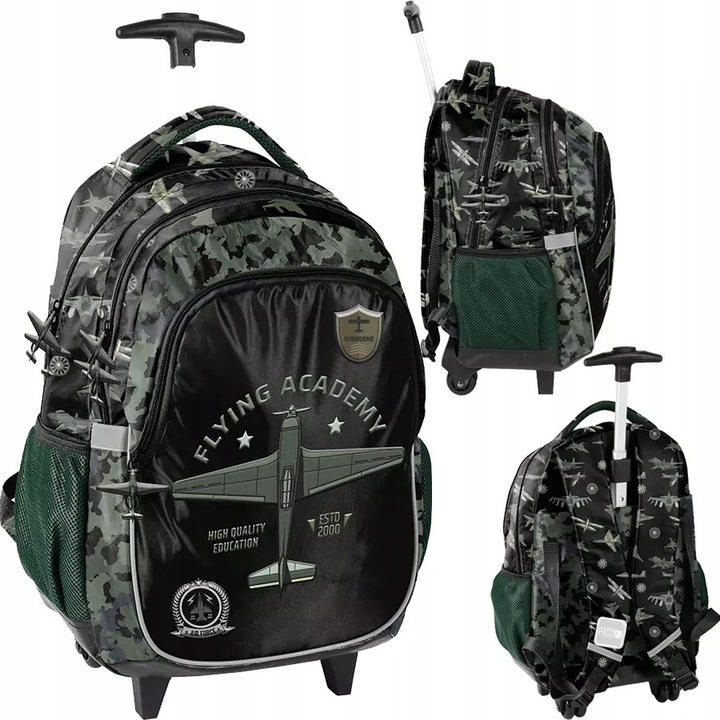 Paso gurulós iskolatáska, 2 rekeszes, vízálló, 48x30x20cm, többszínű