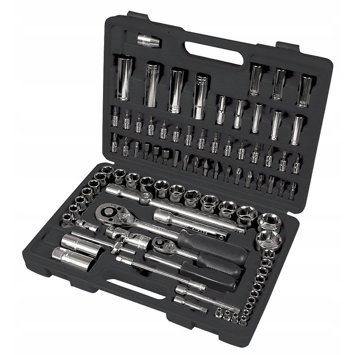 Set 94 piese chei tubulare Proline 4-32mm, accesorii 1/4" si 1/2", negru