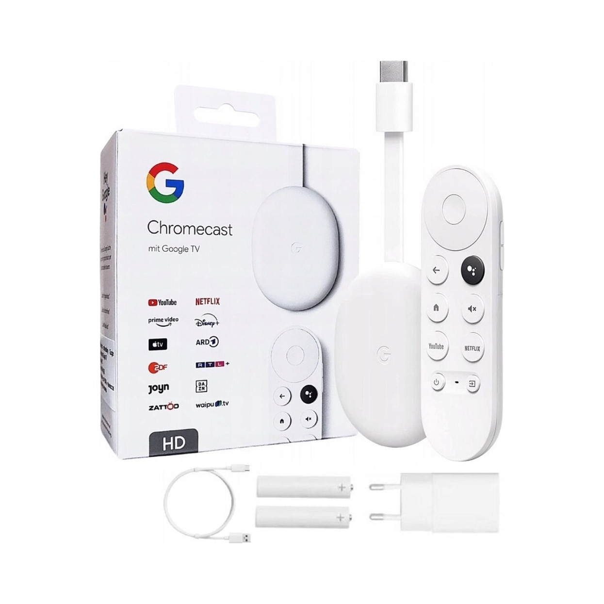 【新品】Chromecast with Google TV 4K Player Google Chromecast 4.0 Smart TV, 4K, alb, 61x13x162mm - eMAG.ro
