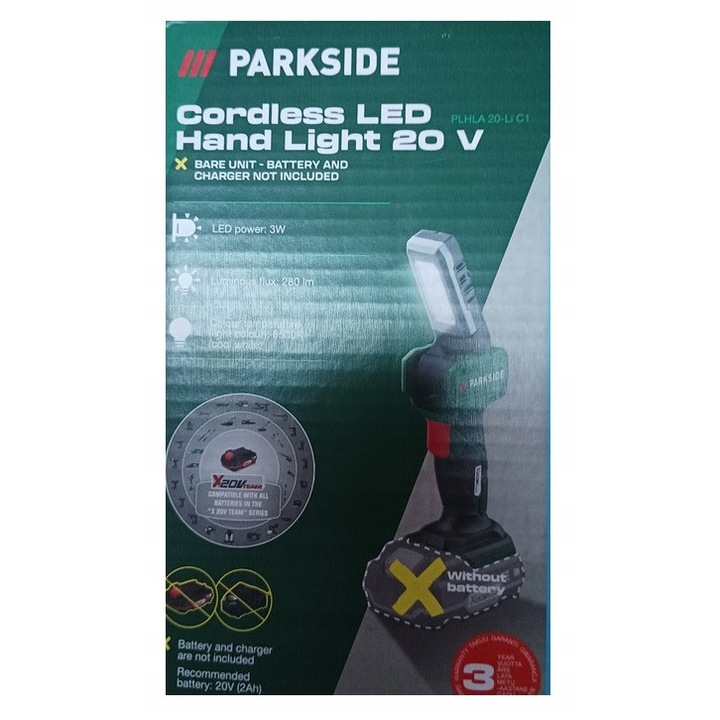 Lanterne LED 20V, 3W, 280lm, 6500K, set fara acumulator si incarcator