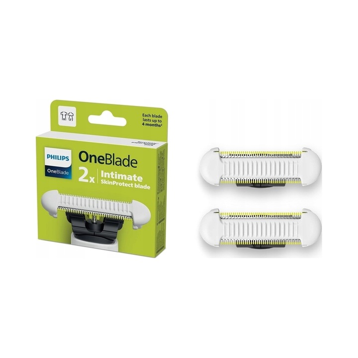 Ostrie SkinProtect pentru aparat de ras Philips OneBlade, set 2 bucati, pentru piele delicata, sistem de protectie triplu