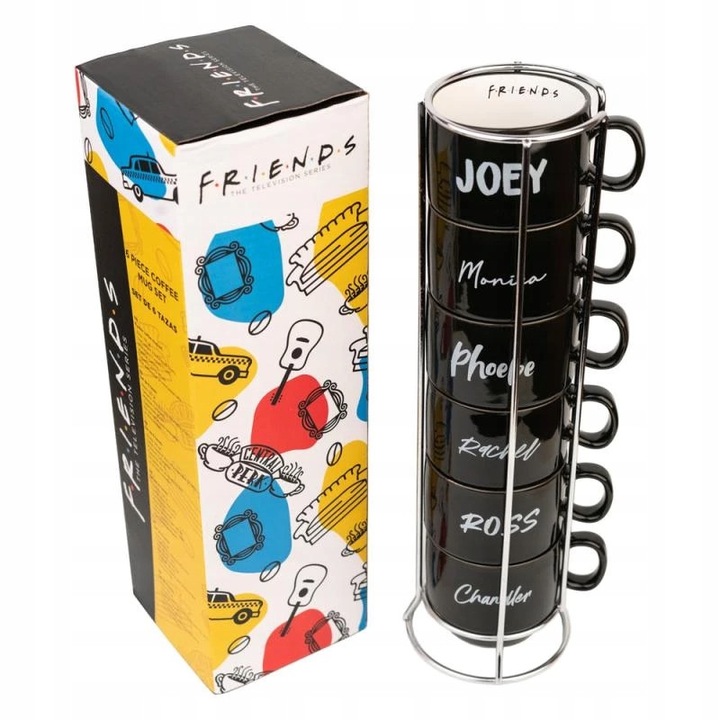 Set 6 cani ceramice Friends, 150 ml, design personajele serialului, multicolor