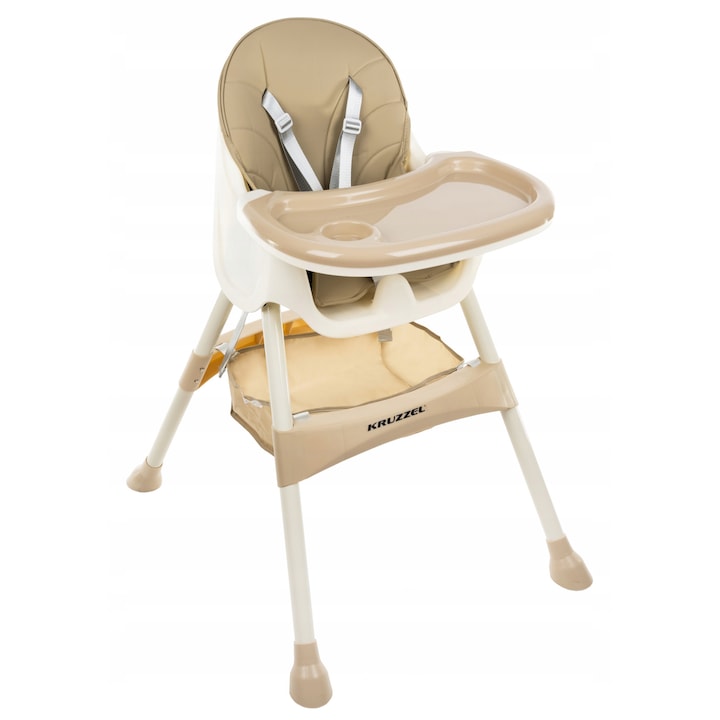 Scaun de masa 3w1 Kruzzel, bej, 6m+, 19-55cm, 60x92x75cm