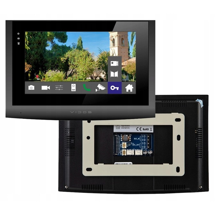 Монитор за домофон VIDOS M200B-X 2IP, 7-инчов тъчскрийн, Wi-Fi, поддръжка на microSD 128GB, черен