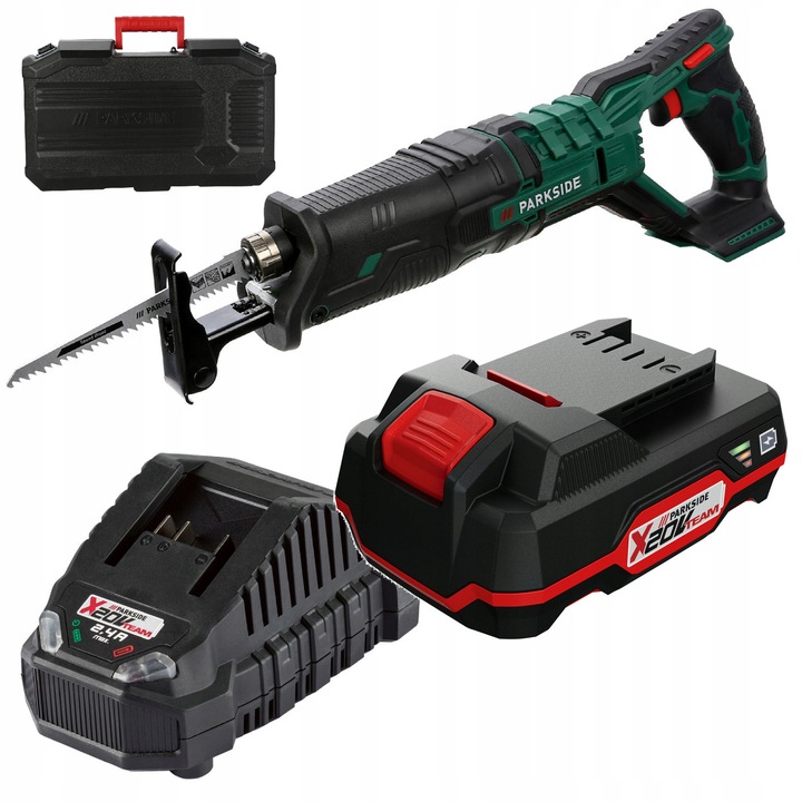 Fierastrau electric cu acumulator PARKSIDE 20V, 2Ah, taiere in lemn si metal, adancime 100mm, set cu acumulator si incarcator