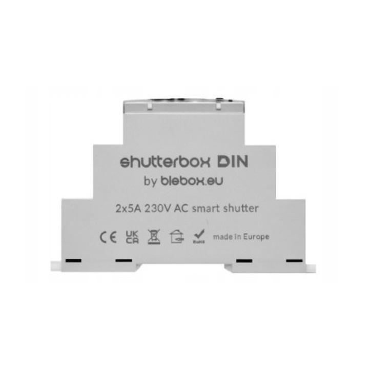 Blebox ShutterBox DIN WiFi redőnyvezérlő 230V 2 csatornás 90x17.5x64.5mm