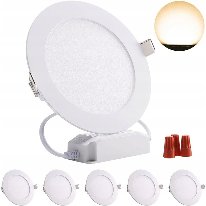 Set 4 reflectoare incastrate, 12 W, 960 lumeni, 3000 K, IP44, 175 mm, 13 mm grosime