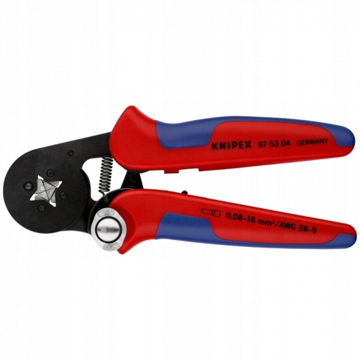 Cleste de crimpare KNIPEX 180mm, 0,08-16mm², cu maner din material plastic, pentru terminale cu flansa