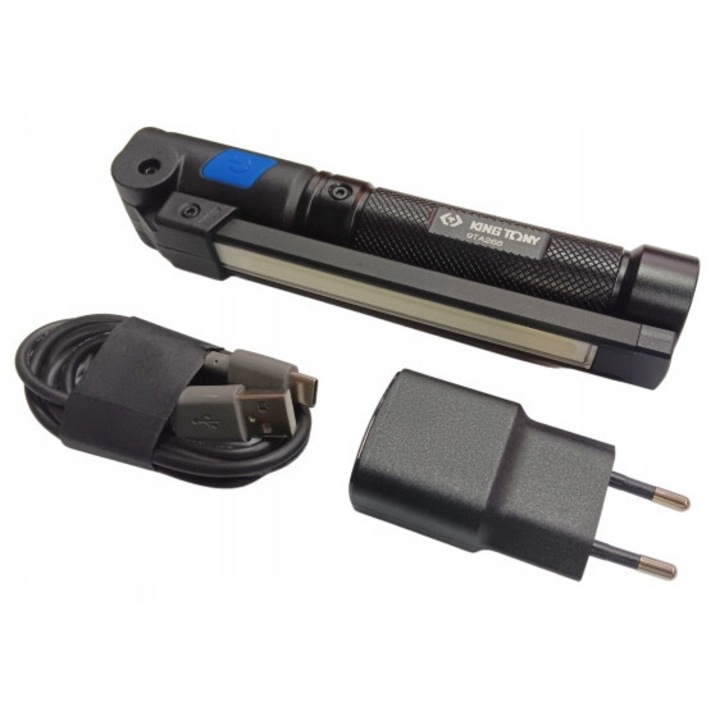 Lanterne King Tony 9TA268AA, aluminiu, 800 lumeni, alb, 3,7V, 2600mAh, IP54