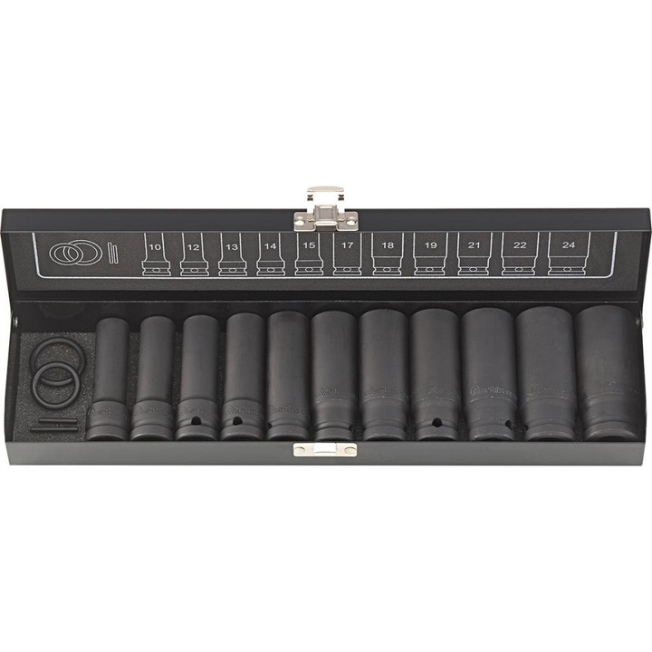 Set 15 piese capete de impact 1/2", FORTIS, 10-24mm, lungi