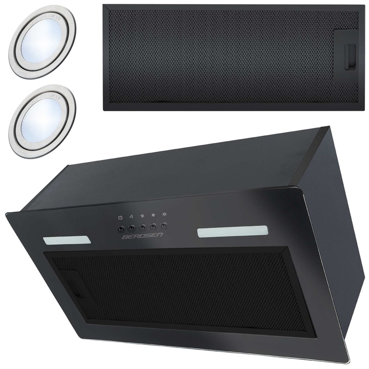 Hota incorporabila Berdsen BT-236, negru, 52x19.8x29.5cm, LED, filtru aluminiu 3 straturi