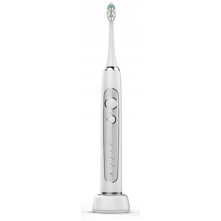 OROMED SONIC NEXT szónikus fogkefe, 4 mód (Clean/Soft/Whiten/Massage), 40.000 pulzáció/perc, IPX7, Fehér, 1 szett (2 fej, tok, USB-C töltő)